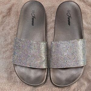 Forever 21 Women's Rhinestone Slide Sandals - Rose Gold